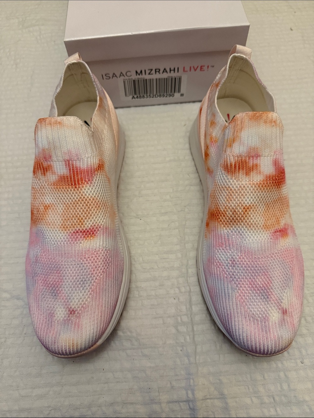 Isaac Mizrahi Women's Pink and Orange Tie-Dye Slip-On Sneakers